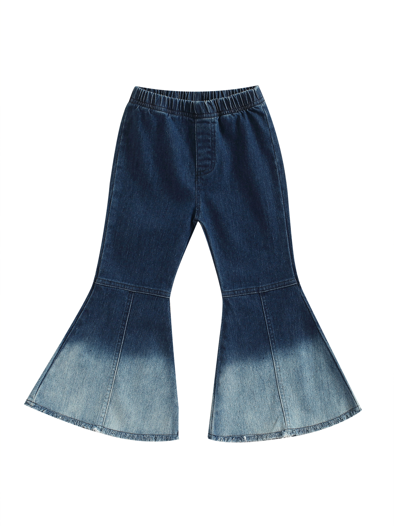 Sunisery Kids Toddler Girl Denim Bell Bottom Flared Pants High Waist Solid Wide Legs Elastic Waist Jeans - image 1 of 6