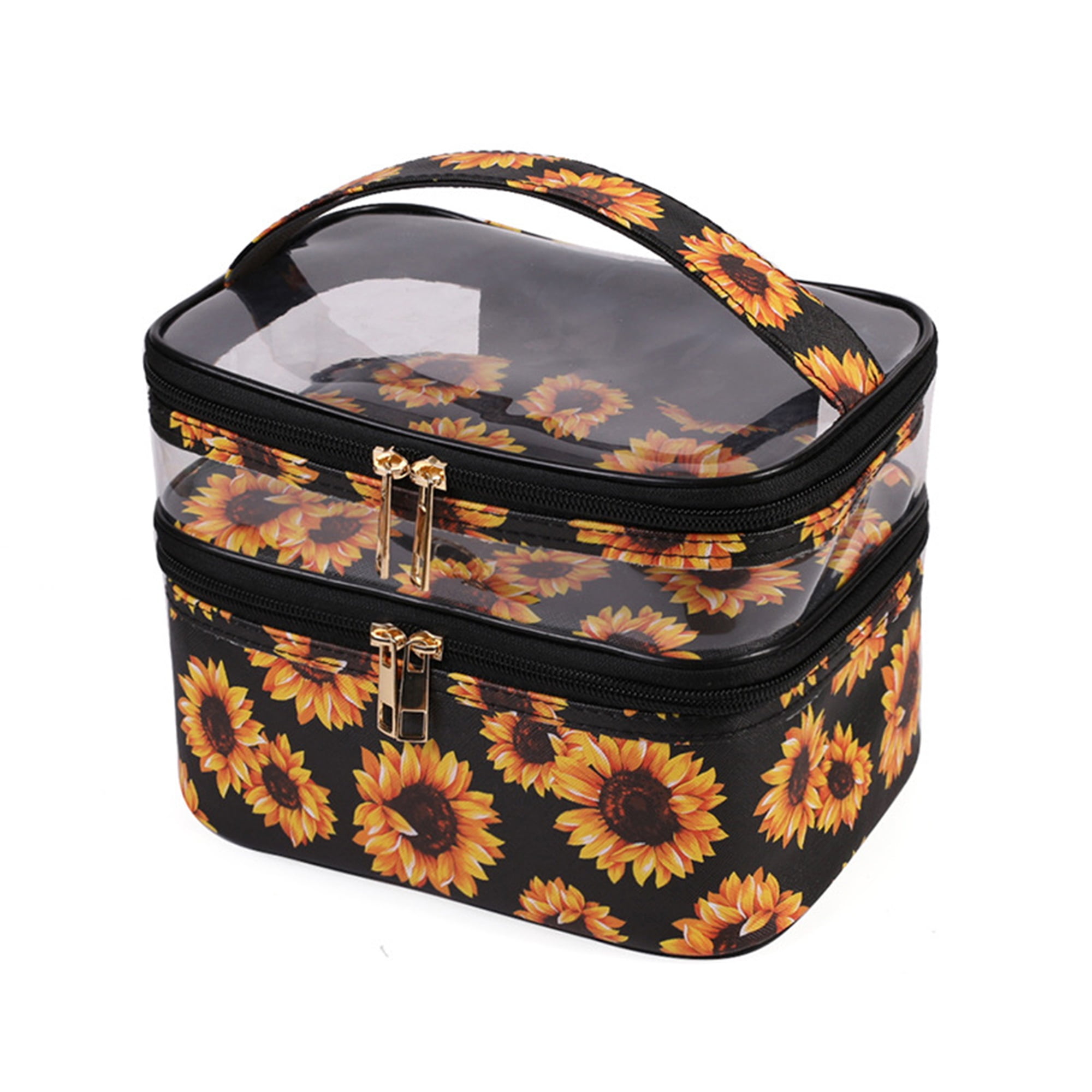 Sunisery Large Travel Makeup Bag Organizer, Double Layer Train Case ...