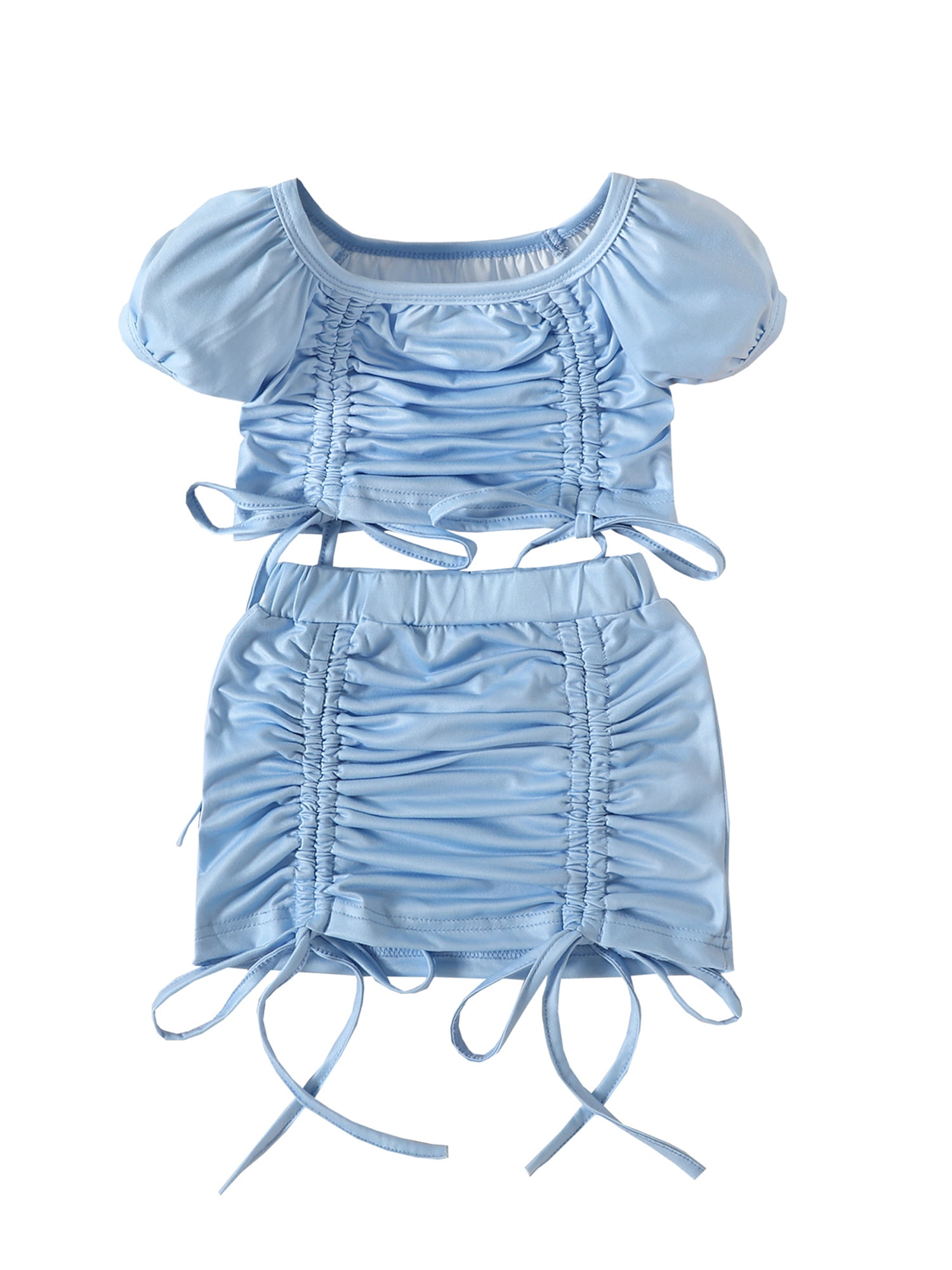 Sunisery Little Girls TwoPiece Outfits Solid Color TieUp Straps