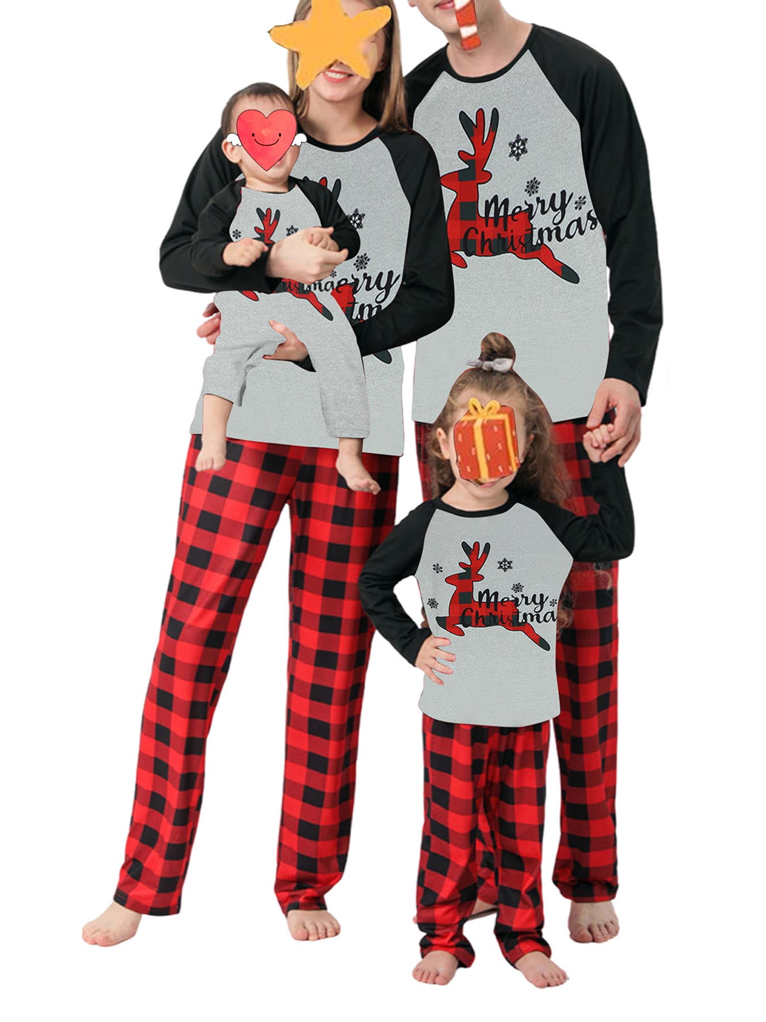Nituyy Christmas Family Matching Plaid Flannel Pajamas