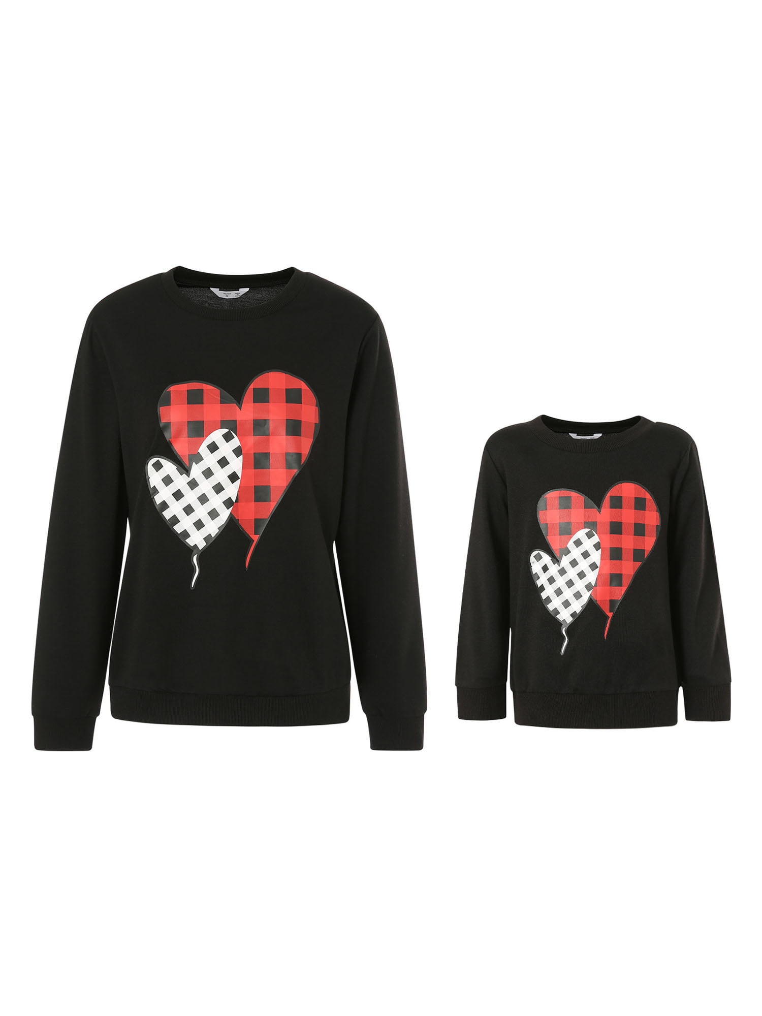 Sunisery Mommy and Me Valentine's Day Matching Outfits Love Heart Print Sweatshirt Mama Girl Long Sleeve Pullover Clothes