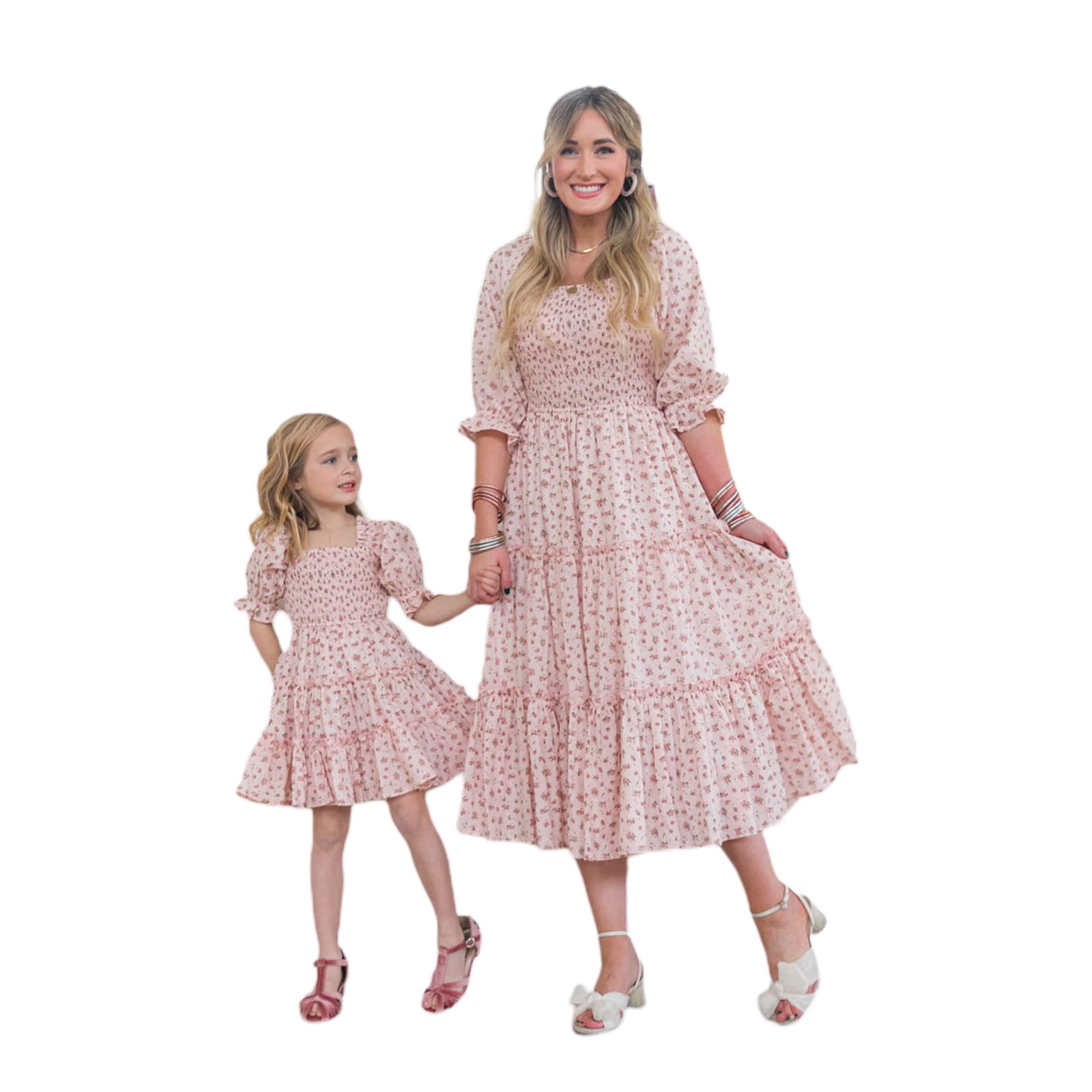 Mother Daughter Long Sleeve Casual Dresses Family Matching Outfits Clothes  - Walmart.com