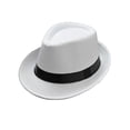 thumbnail image 1 of Sunisery New Classic Straw Fedora Hat Mens Women Wide Brim Panama Hat Summer Dress Hat, 1 of 4