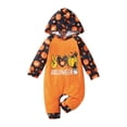 thumbnail image 1 of Sunisery Newborn Baby Boy Girl Halloween Romper Cute Pumpkin Print Hooded Jumpsuit One Piece Outfits Unisex Infants Clothes, 1 of 6