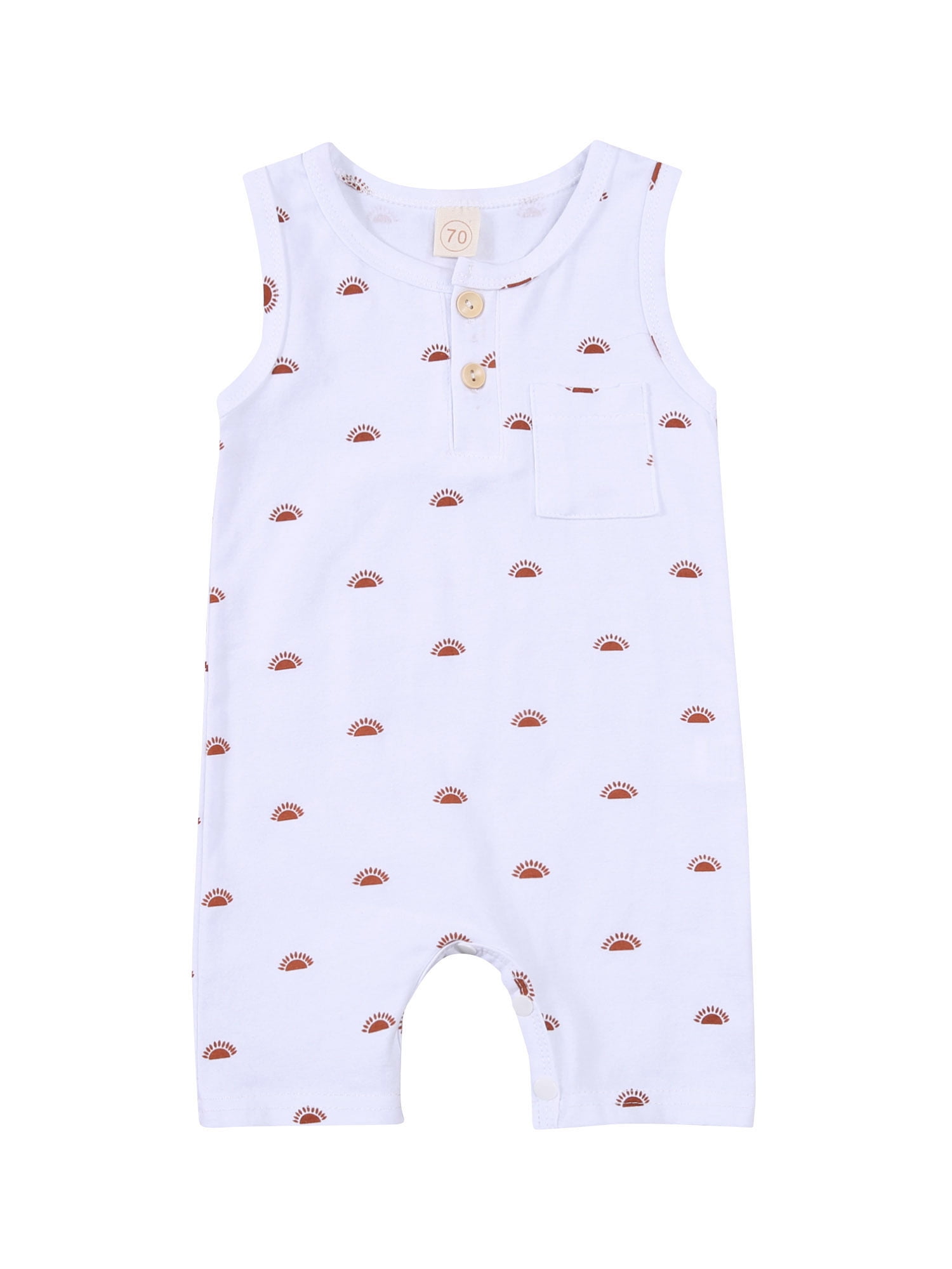 Sunisery Newborn Baby Boy Sleeveless Romper Sun Print One Piece Button