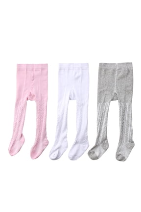 Newborn Toddlers 3PCS Solid Color Baby Girls Tights Thin Pantyhose Stockings Cotton Socks for Spring Fall