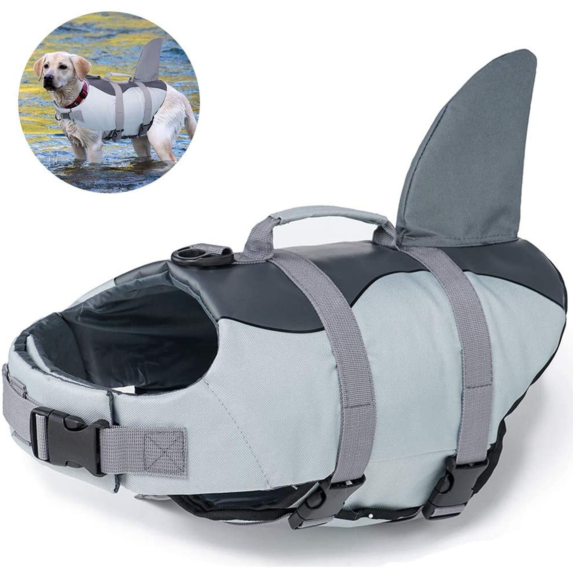 Sunisery Pet Life Jacket Shark Shaped Swimsuit Shark Fin Decoration