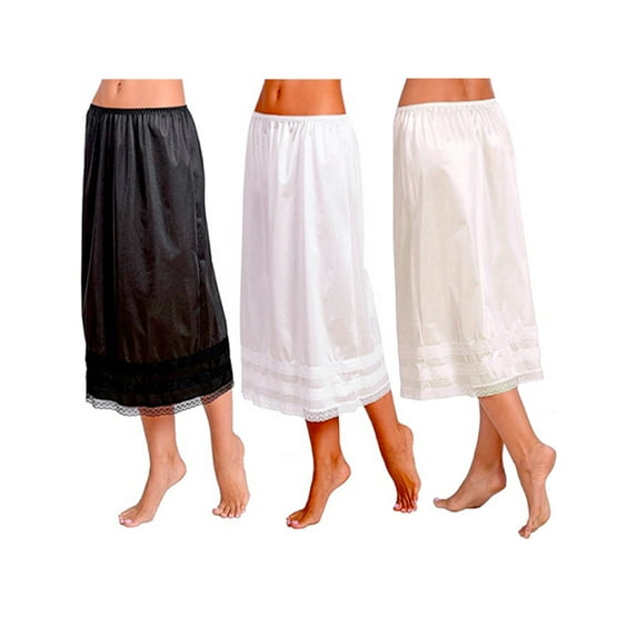 Sunisery Plus Size Womens Elastic High Waist Bust Skirts Smooth Swing Dress Underskirt Anti-Static Half Slip Snip Skirt L-3XL