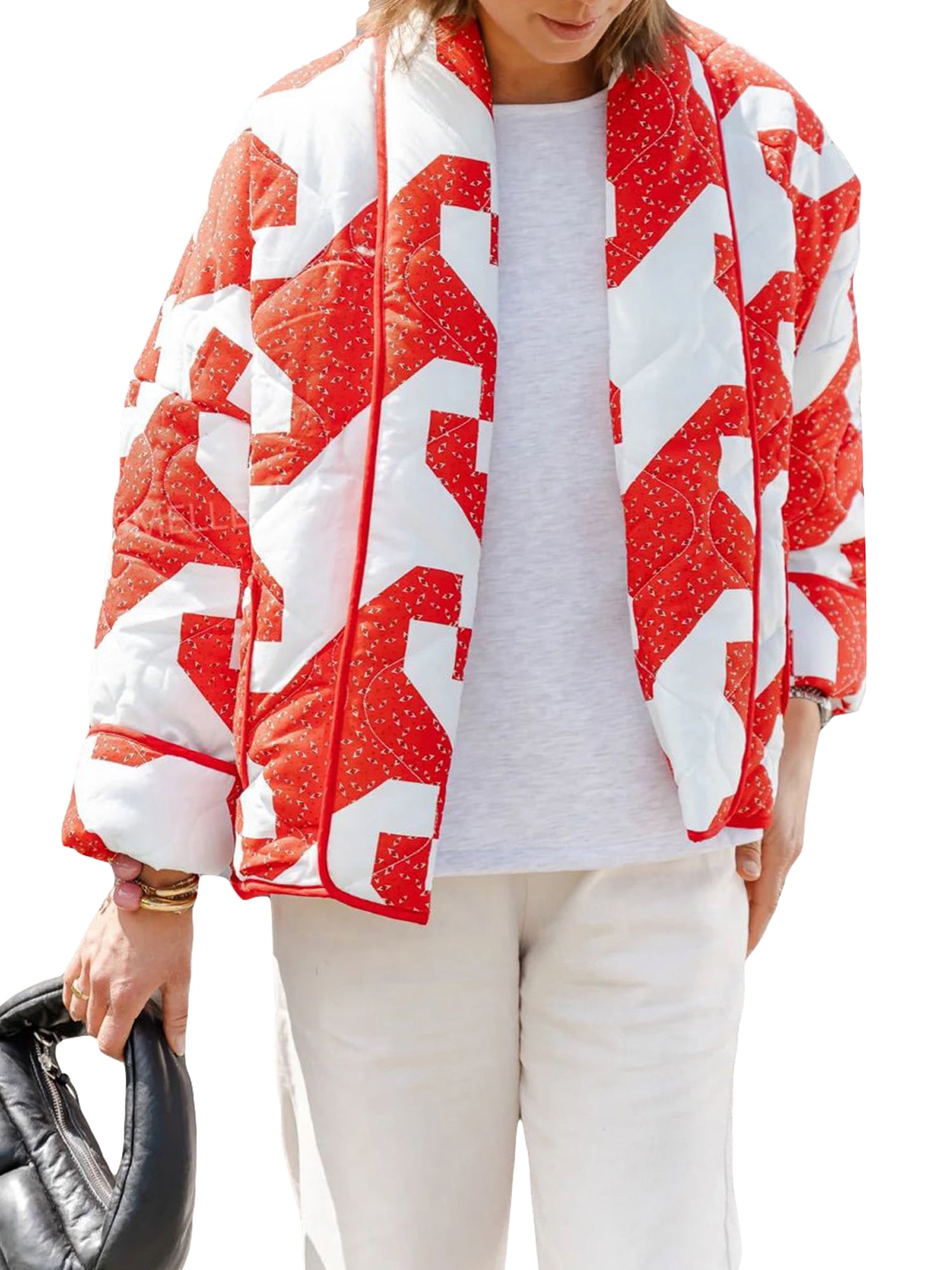 Sunisery Puffer Jacket Womens Winter Floral Baggy Zip Short Down Jacket