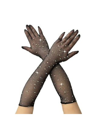  Long Rhinestone Fingerless Fishnet Gloves Steampunk Punk Fish  Net Arm Sleeve 80s Costume Evening Party Halloween Cosplay Supplies for  Women Girls (Black) : Clothing, Shoes & Jewelry