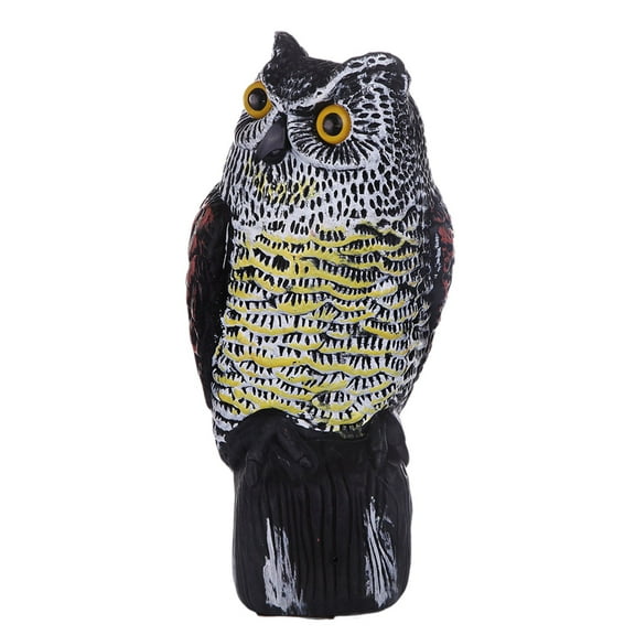 Sunisery Solar Powered Owl Decoy Garden Scarecrow Bird with Glowing Eyes  Scary Sound to Scare Bird Squirrels Rabbits Away for Garden Yard