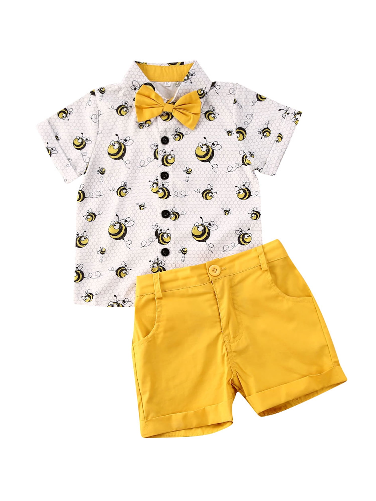 Sunisery Toddler Baby Boy Short Sleeve Button Down Shirt & Shorts Set 2T 3T 4T 5T 6T Outfits