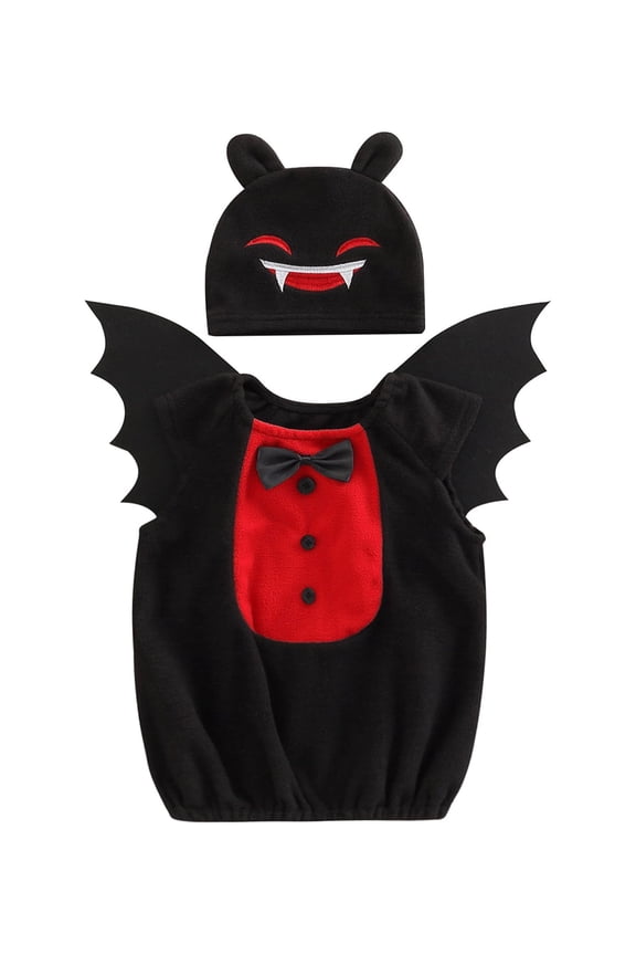 Toddler Baby Boys Halloween Outfit Sleeveless Crew Neck Sweater Vest with Bat Wings and Hat Cosplay Party Costume