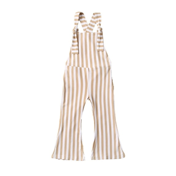 Sunisery Toddler Baby Girl Stripe Bell-Bottom Jumpsuit Romper Overalls Long Pants Outfit Khaki 6-12 Months