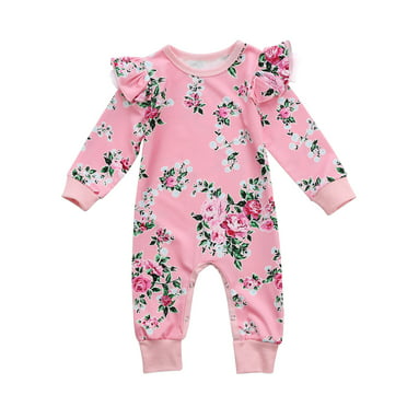 Dewadbow Toddler Kids Baby Girls Flower Stripe Ruffle Romper Clothes, 0 ...