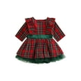 thumbnail image 1 of Sunisery Toddler Baby Girls Christmas Dress Ruffled Tulle Bowknot Plaid Party Pageant Princess Dresses Fall Clothes, 1 of 7