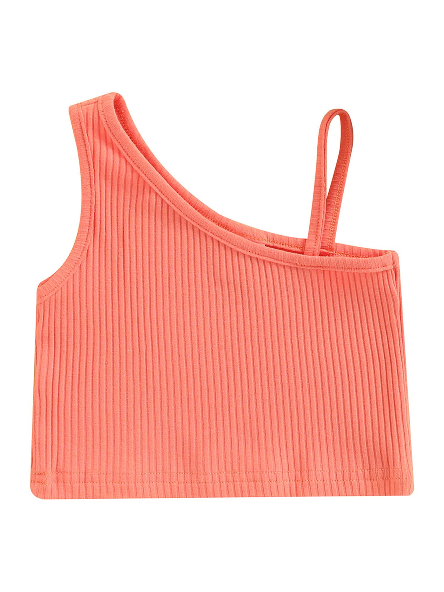 SEAUR Girl's Ribbed Sleeveless Crop Tank Top Toddler Girl Cropped Dance Top  2 Piece Summer Solid Color Casual Cute Crop Tops : : Clothing