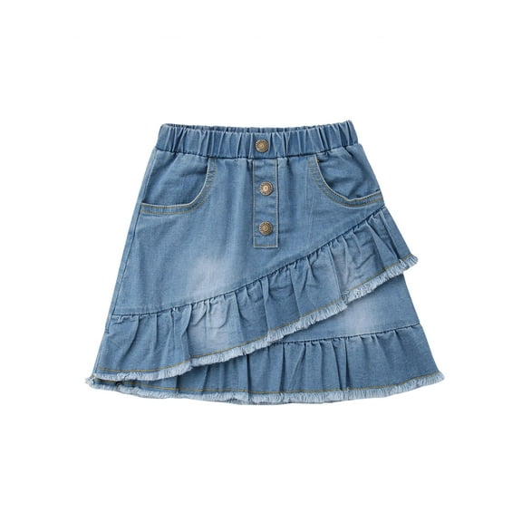 Sunisery Toddler Kids Girls Denim Mini Skirt Outfit Infant Baby Girl Ruffles Short Dress
