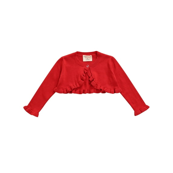 Sunisery Toddlers Infant Baby Girls Knitted Cardigan Lace Long Sleeve Outwear Casual Solid Color Tops Red 1-2 Years