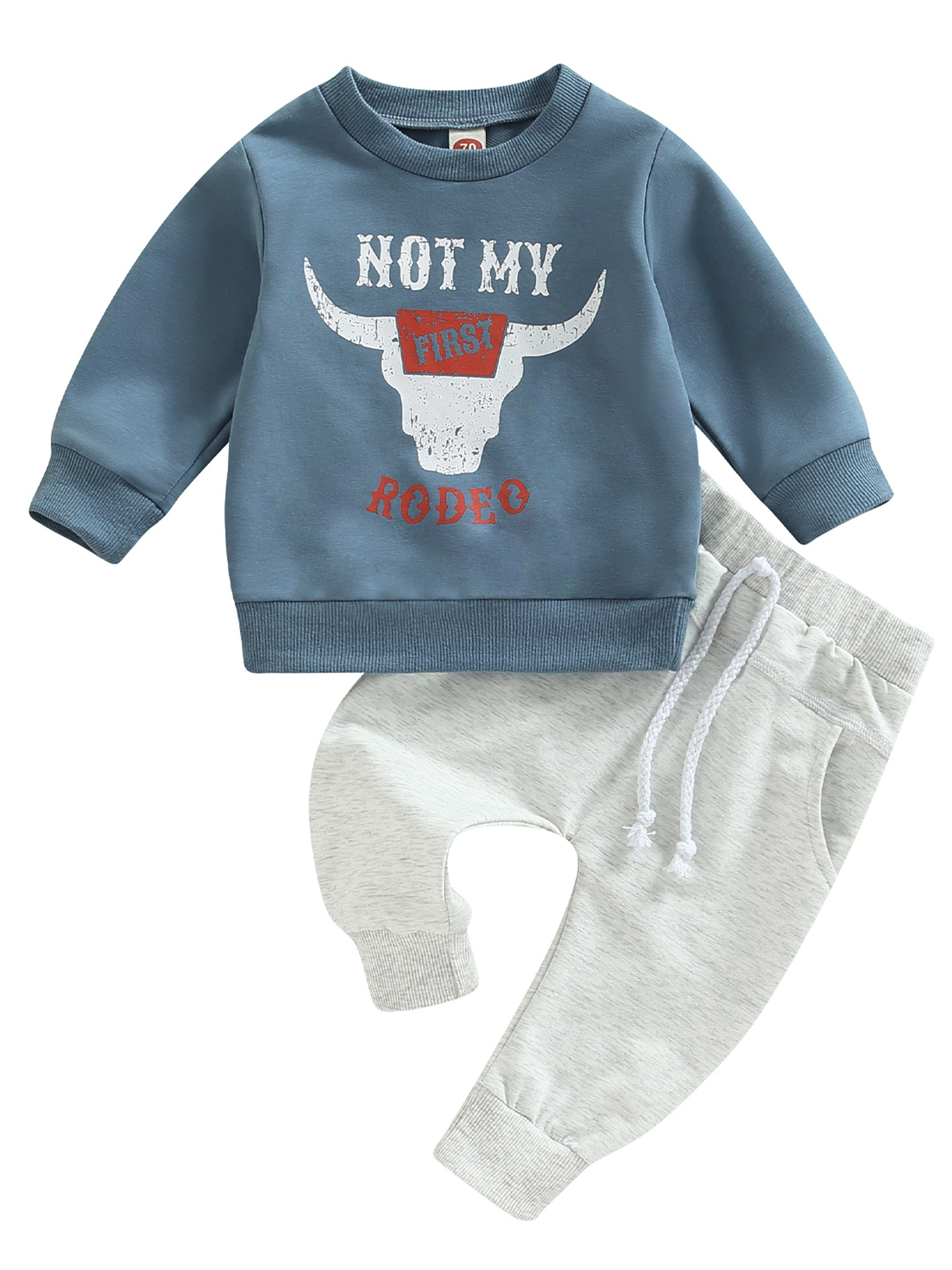 Sunisery Western Baby Boy Cow Print Sweatshirt Pullover Tops Drawstring