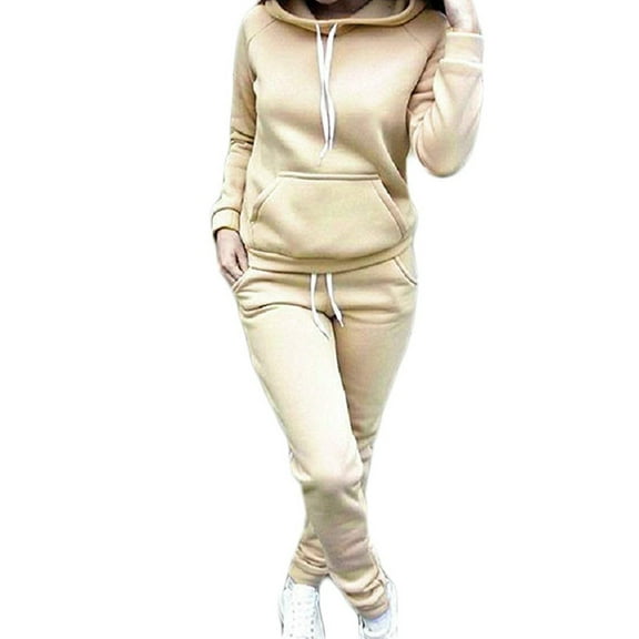 Sunisery Women 2 Pieces Tracksuit Hoodies Sweatshirt Pants Set Jogging Gym Sport Wear Suit
