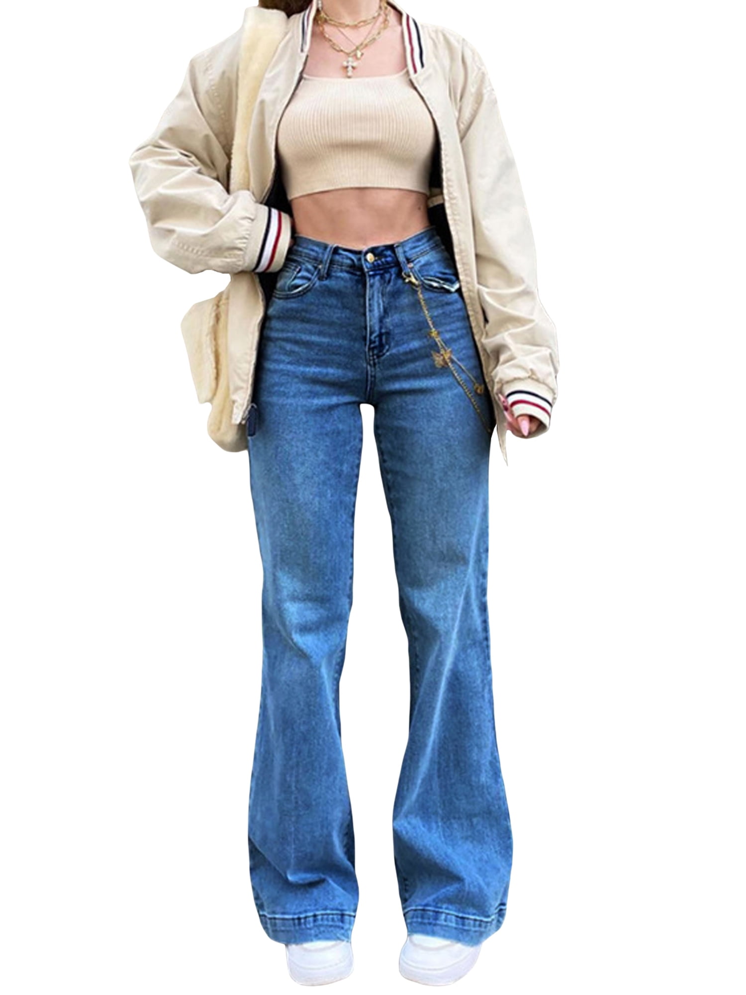 Sunisery Women Bell Bottom Jeans Stretchy High Waisted Flare Jean 