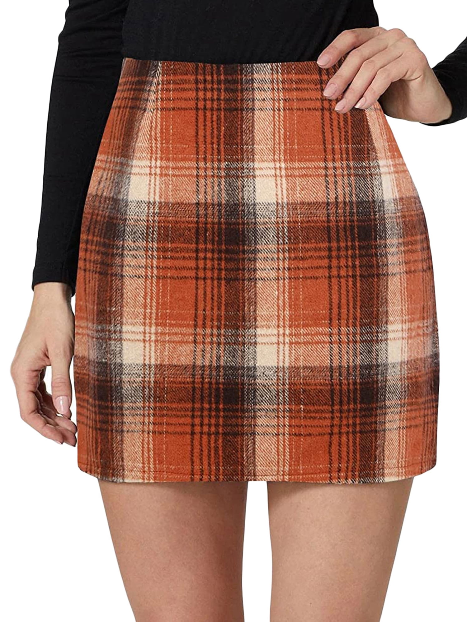 Women's Plaid High Waist Bodycon Mini Skirt Elegant Zip Up Pencil Skirt  Casual Short Skirts - Walmart.com