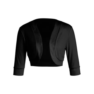 Sunisery Women Open Front Cardigan Short Sleeve Shrug Cotton Bolero Cropped Sweaters