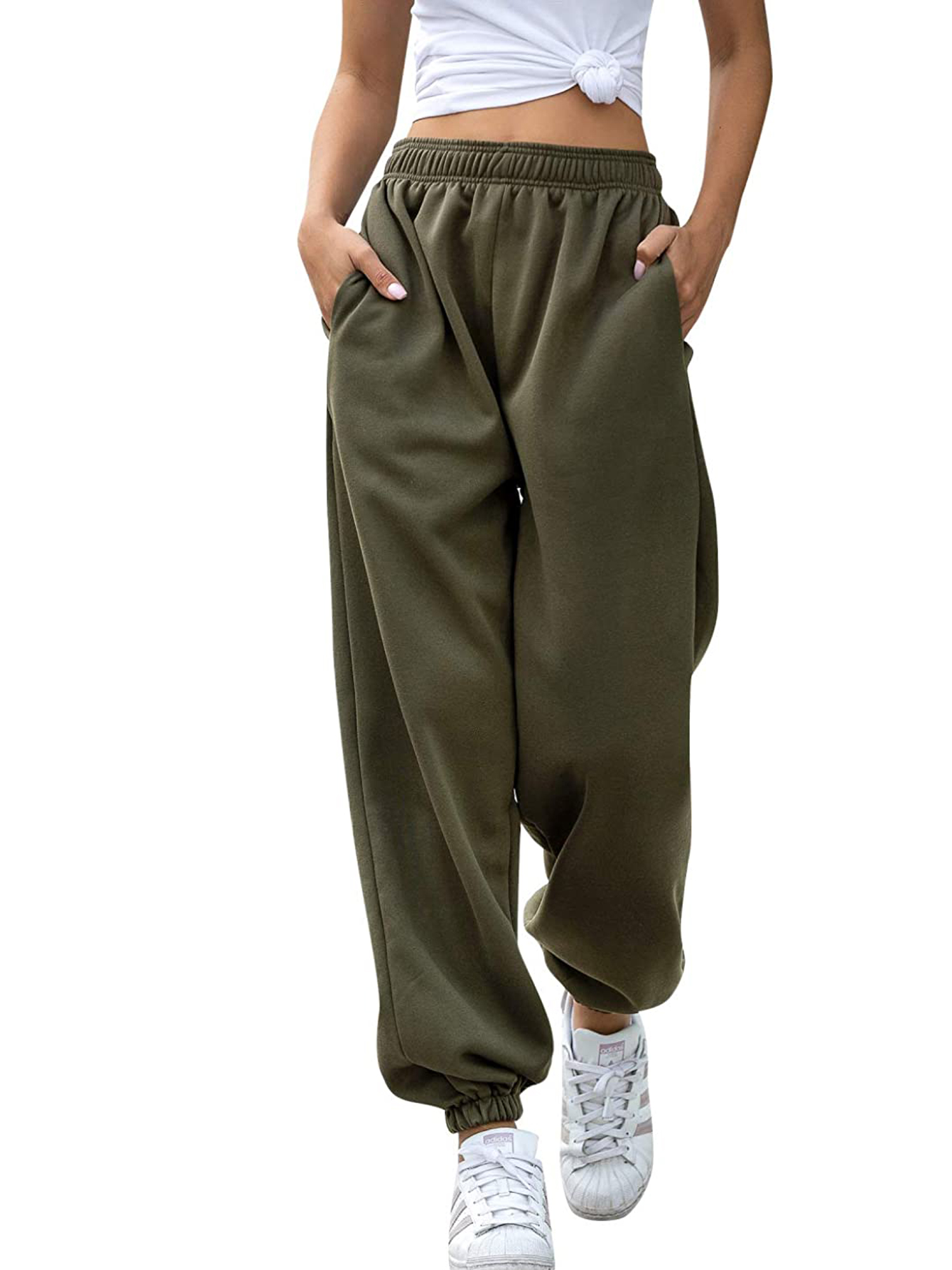 Sunisery Women'S Sport Pants Elastic Cord Stretch High Waist Trousers