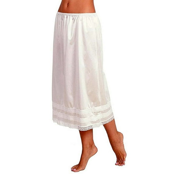 Sunisery Women Satin Underskirt Undergarment Prom Half Slips Waist Slip Petticoat Lace Trim Under Dresses