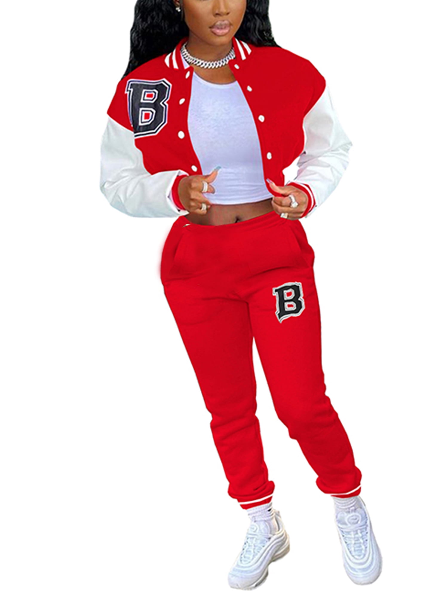 Sunisery Women's Long Sleeve Varsity Baseball Jacket