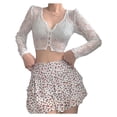 thumbnail image 1 of Sunisery Women Vintage Fairycore Grunge Crop Tops Cardigan Lace Aesthetic Long Sleeve Slim Fit T-shirt Clubwear, 1 of 5