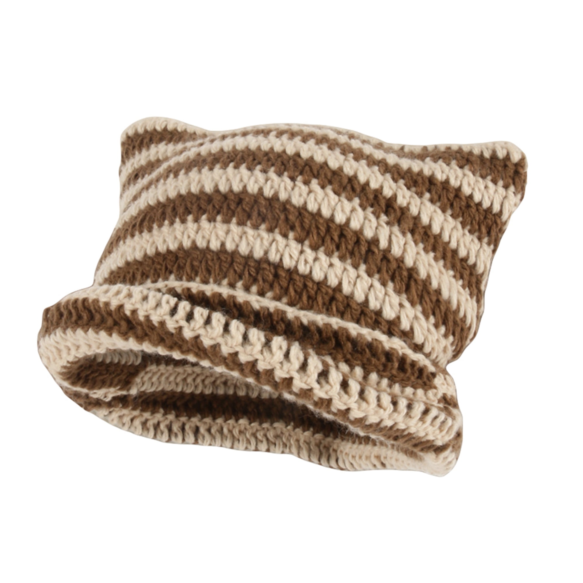 Sunisery Women Winter Cat Ears Hats Soft Slouchy Striped Knit Beanie Hat  Trendy Warm Crochet Braided Knit Caps