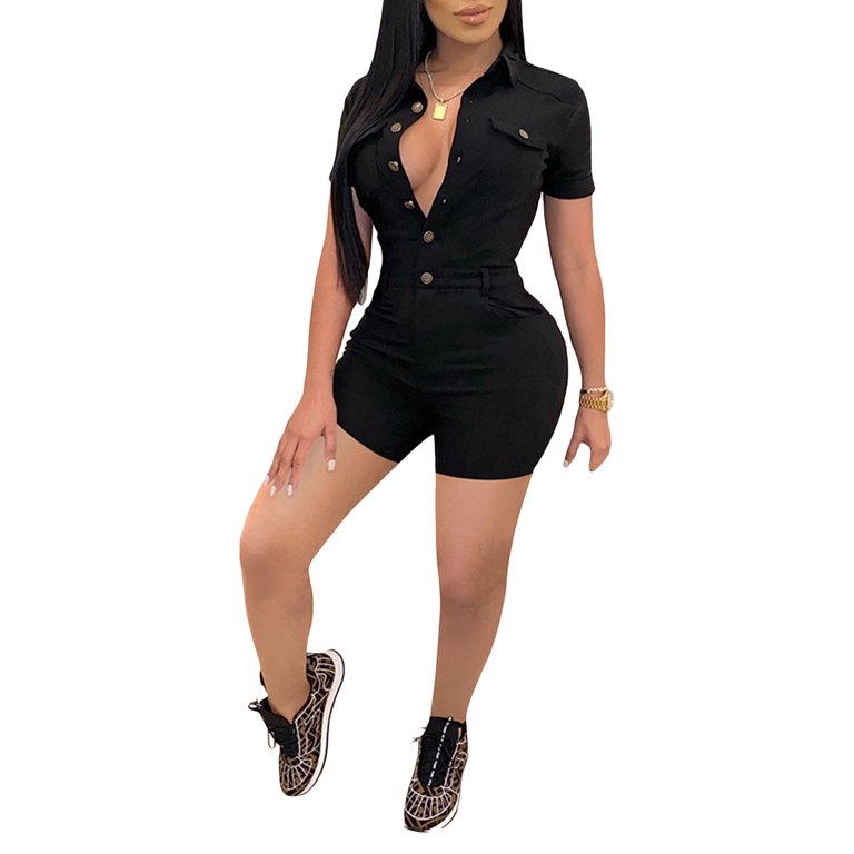 Short Sleeve O Neck Bodycon One Piece Rompers