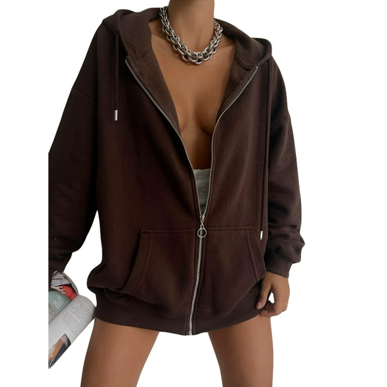 Lucky Brand Solid Brown Zip Up Hoodie Size M - 67% off