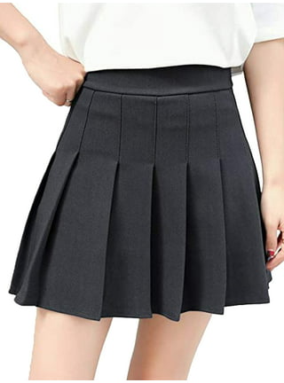 Girls Women's Pleated Skirt Anti-glare High Waisted College Skater Tennis  School A-Line Skirt Uniform Skirts Student Skirt,S-XL,White