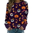 thumbnail image 1 of Sunisery Women's Halloween Graphic Sweatshirts, Cute Kawaii Ghost Pumpkin Pullover Crewneck Sweatshirt Tees Shirts, 1 of 5