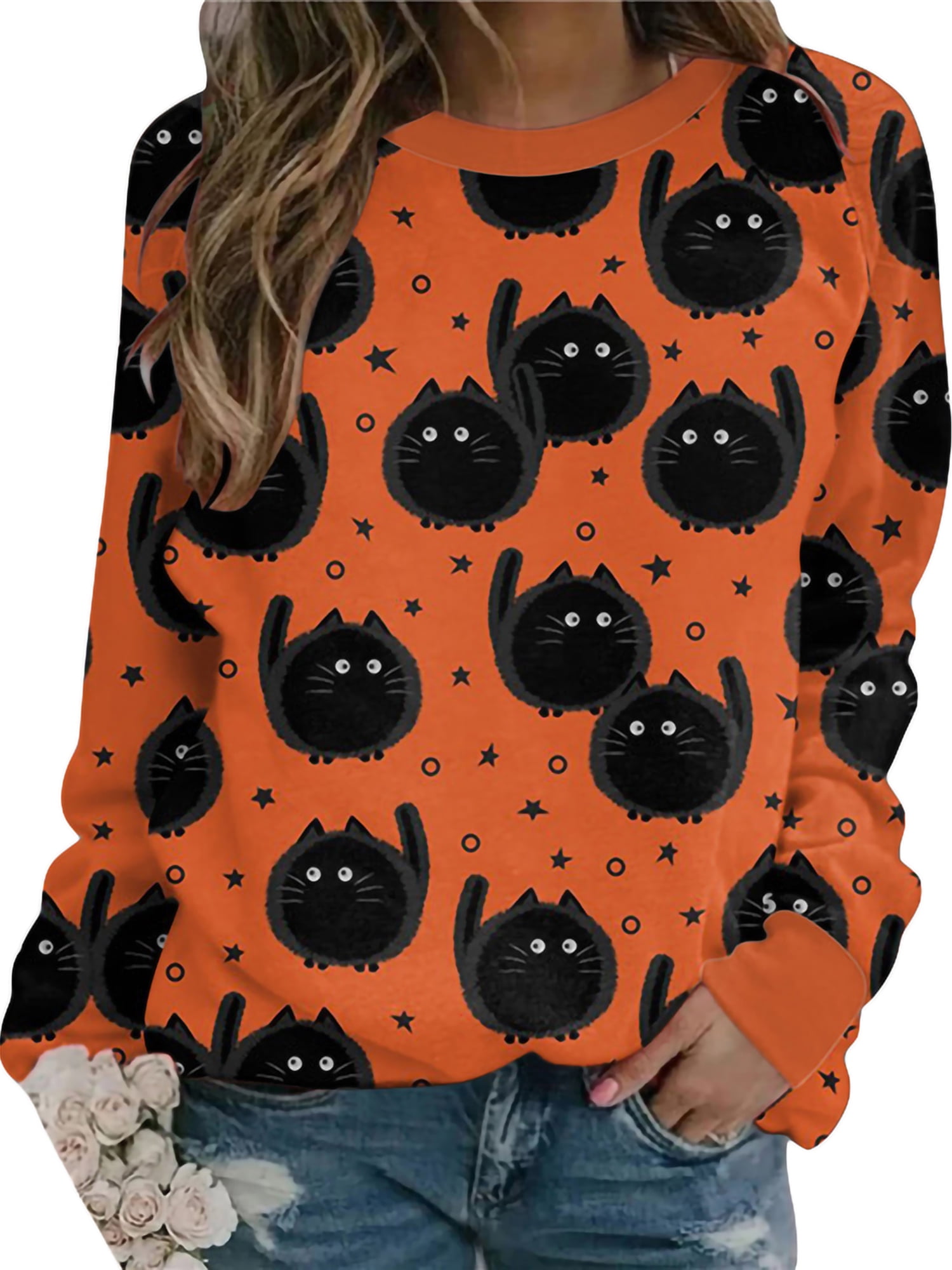 Sunisery Women's Halloween Graphic Sweatshirts, Cute Kawaii Ghost