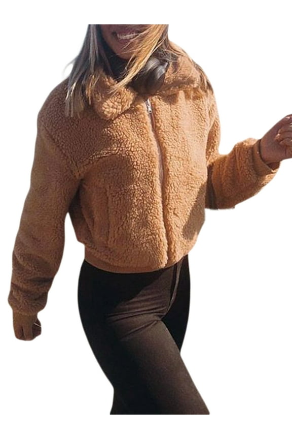 Women's Warm Fleece Sherpa Jackets Zip Up Faux Shearling Coats Oversized Winter Coat Outwear