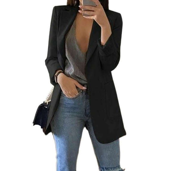 Sunisery Womens Blazer Long Sleeve Open Front Blazer Office Lapel Cardigan OL Jacket Formal Casual Outerwear
