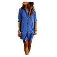 thumbnail image 1 of Sunisery Womens Blue Jeans Denim Summer Dress T-Shirt Long Sleeve Casual Loose Shirt Dress, 1 of 6