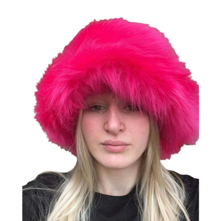 Sunisery Womens Furry Hat for Winter, Chic Bucket Cap, Fisherman Hat,  Winter Earwarmer Ski Hats 