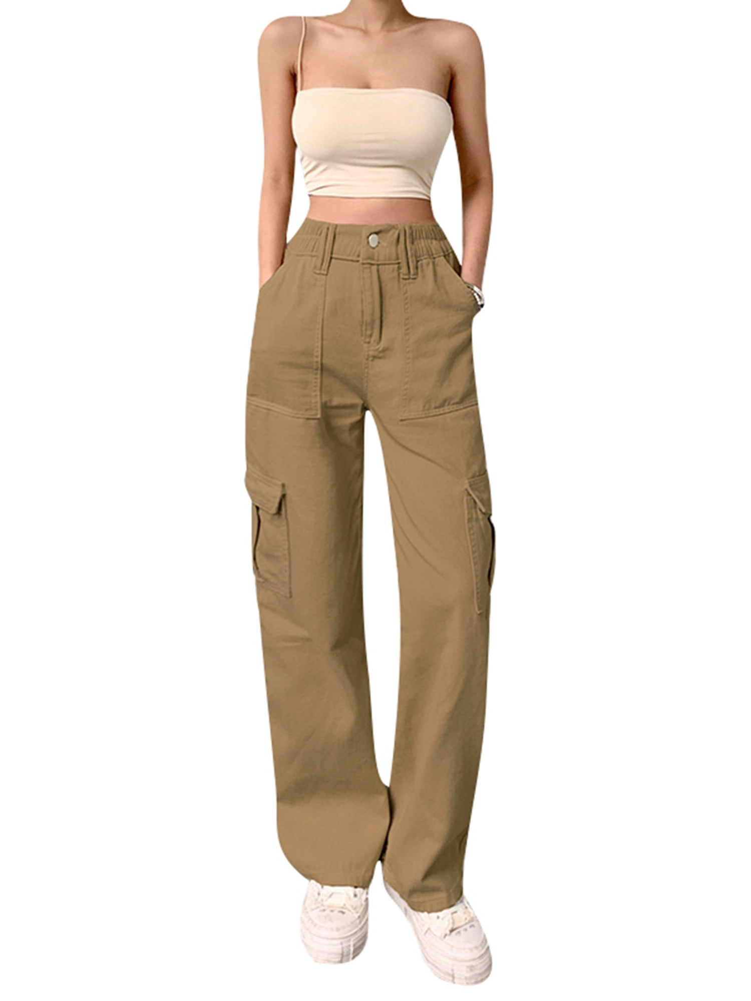 Women's Goth Cargo Pants Baggy Wide Leg Pants Vintage Casual Harajuku  Trousers (ArmyGreen,S) at  Women's Clothing store