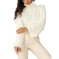 thumbnail image 1 of Sunisery Womens Knit Sweater Crop Top Long Sleeve Turtleneck Sweater Ribbed Knitted Jumper Pullover Sweatshirt, 1 of 5