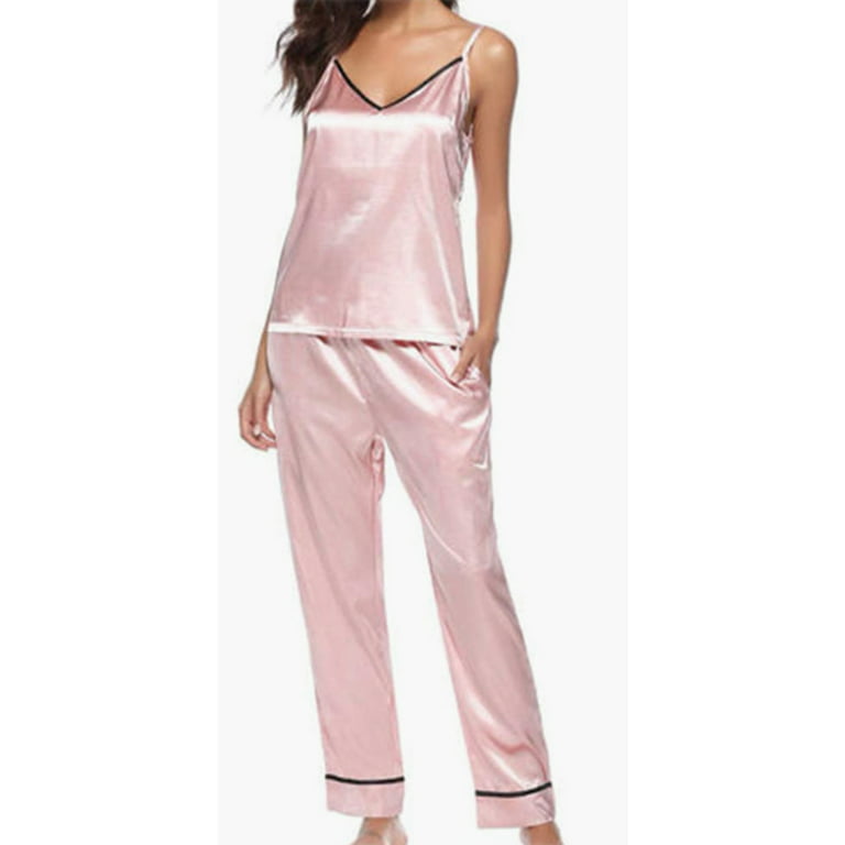 Women's Sleepwear Silk V- Neck Sleeveless Top Pajamas Pant Set Nightwear 