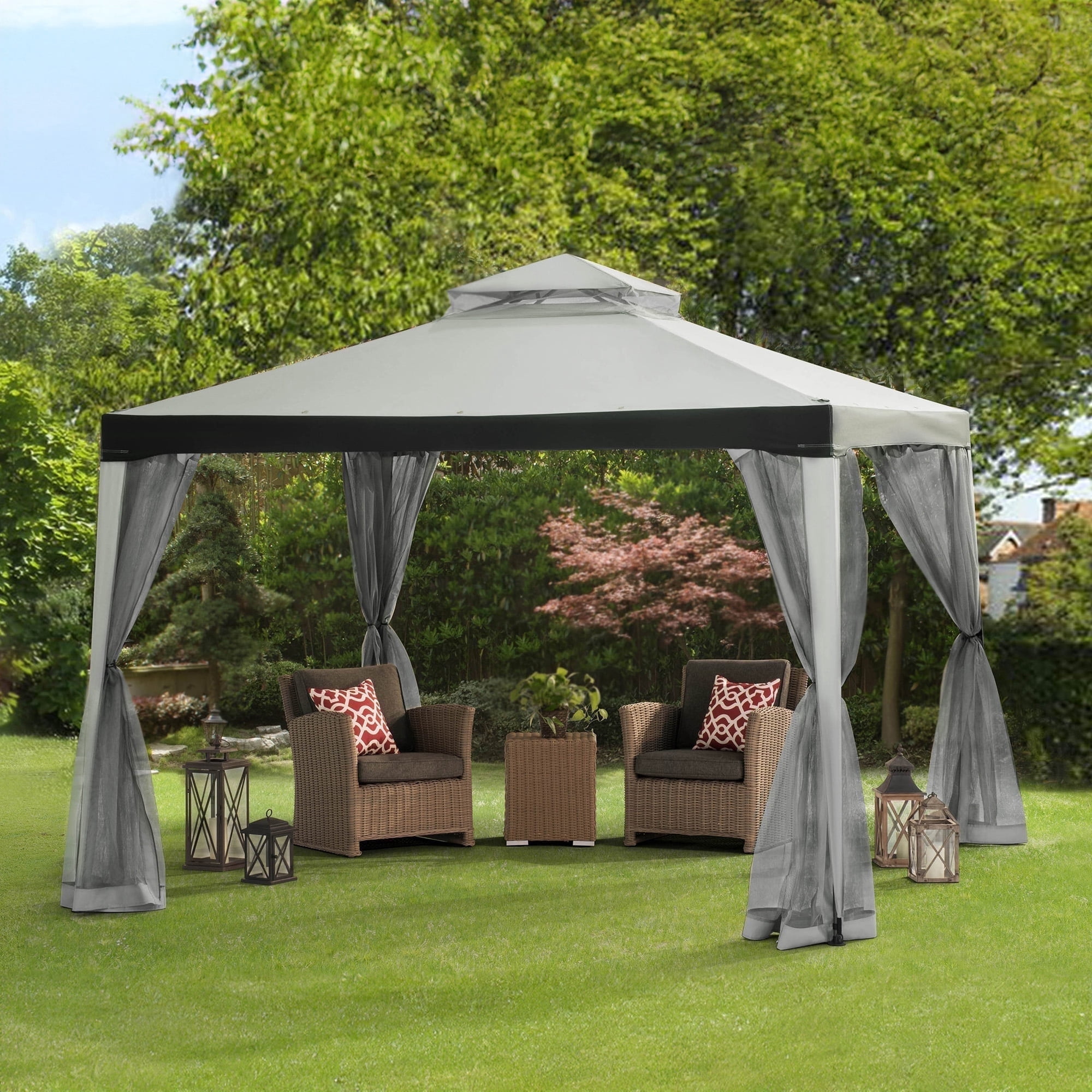 Sunjoy 10 x 10 ft. Soft Top Gazebo, Outdoor Patio Backyard Modern Grey
