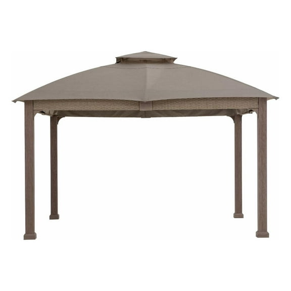 Sunjoy 11 ft. x 13 ft. Gazebo with Sunbrella Shade Fabric Canopy Roof, Outdoor Patio Steel Frame 2-Tier Soft Top Gazebo with All Aluminum Posts,5 Years Non-Fading