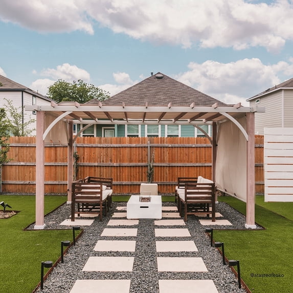 Sunjoy 12 ft. x 14 ft. Outdoor Pergola Patio With Canopy Steel Frame Pergola for Backyard and Garden Shade, Light Gray