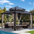 thumbnail image 1 of Sunjoy 12x10 Outdoor PC Top Rectangular Gazebo Brown,,Kingston Series, 1 of 17