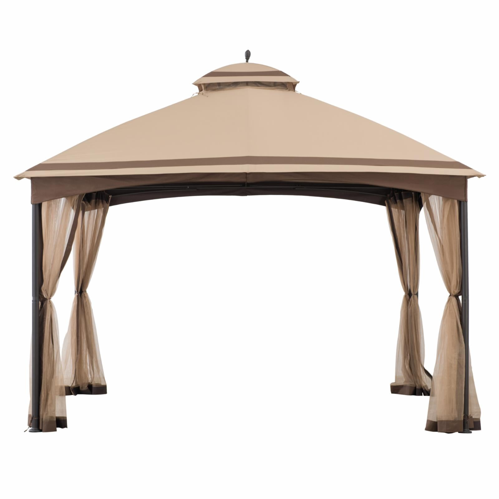 Tan and Brown 10.5 x 13 ft. 2-Tier Steel Gazebo